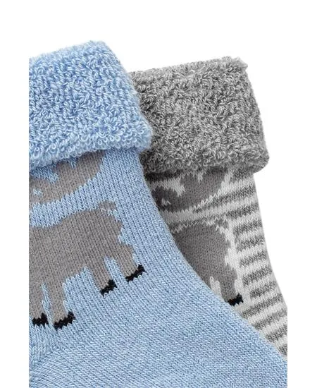 Norwegian Baby Socks 2 Pack - Blue/Grey