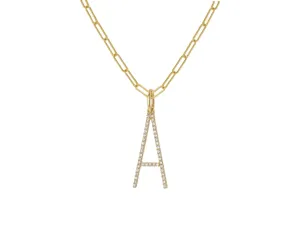 Oversized Diamond Letter Charm on Baby Link Chain