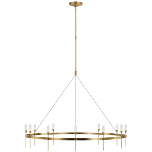 Overture Grande Ring Chandelier in Natural Brass with Clear Glass