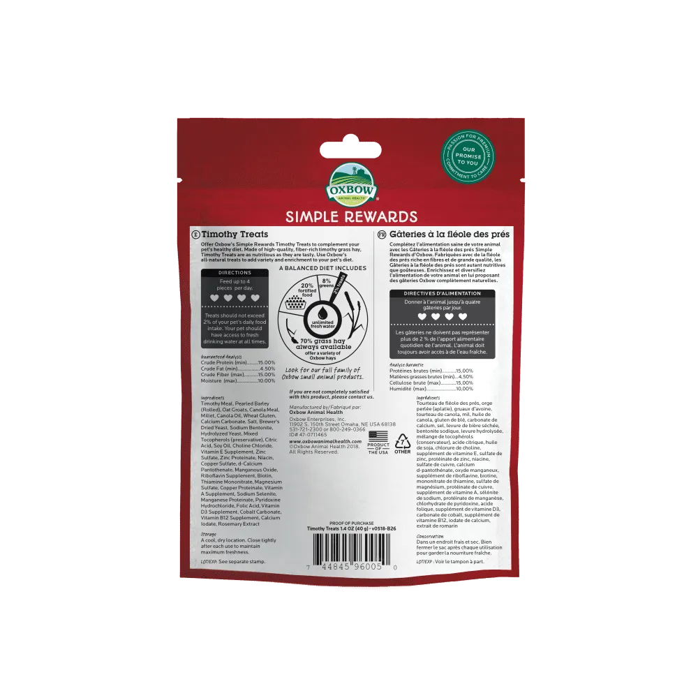 Oxbow Simple Rewards Timothy Small Animal Treats