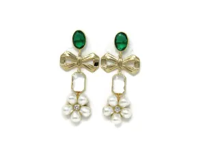 Parisian Bow Statement Earrings-Green Quartz