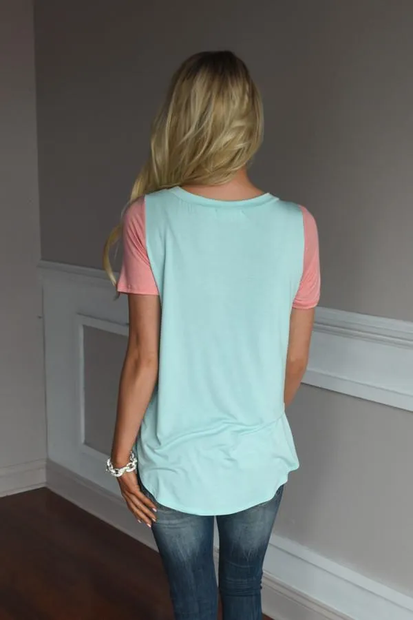 Peach & Mint Statement Top
