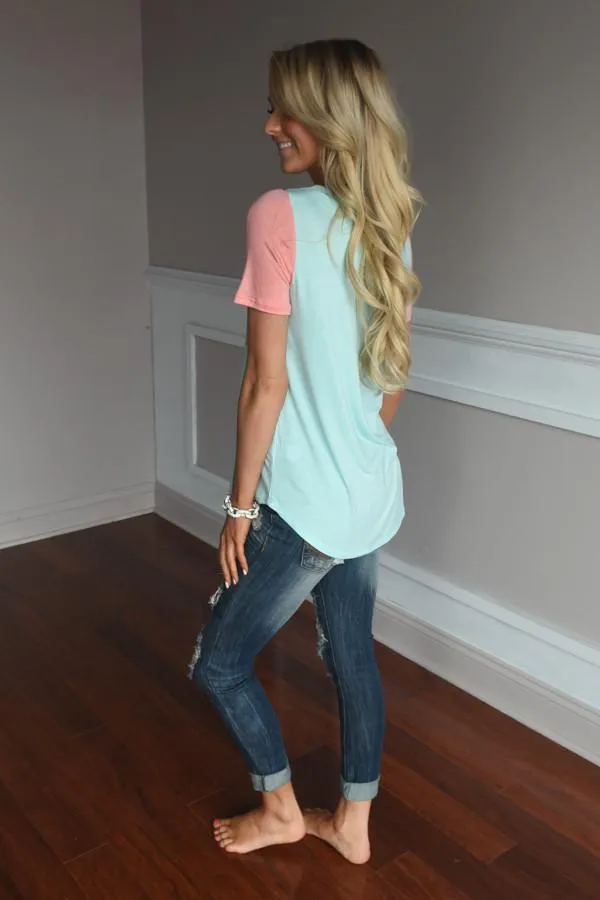 Peach & Mint Statement Top