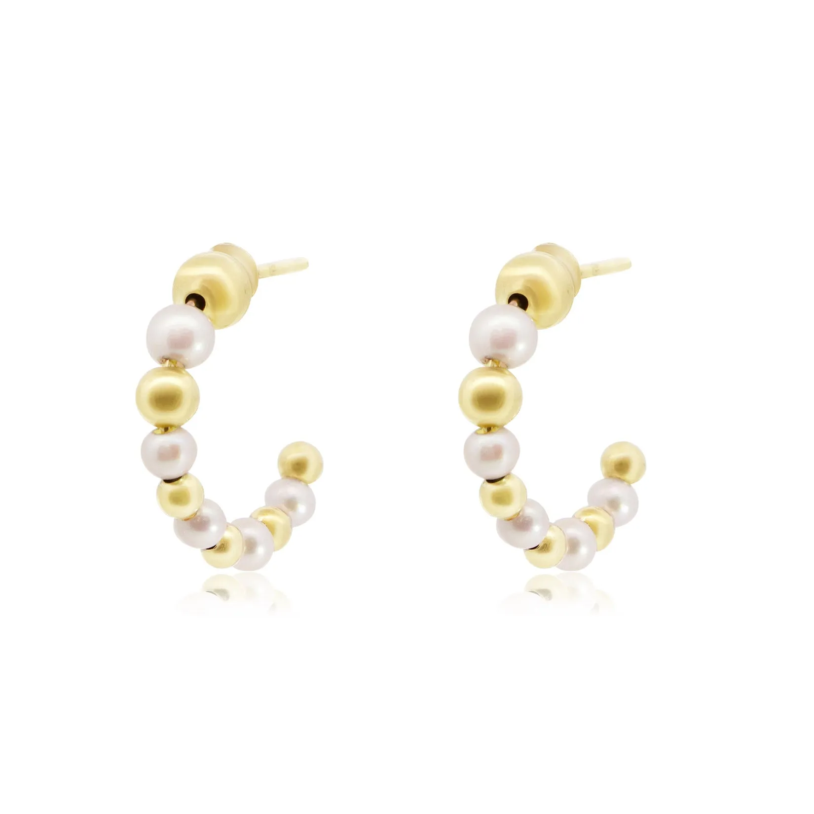 Pearl and Gold Hoop Earrings