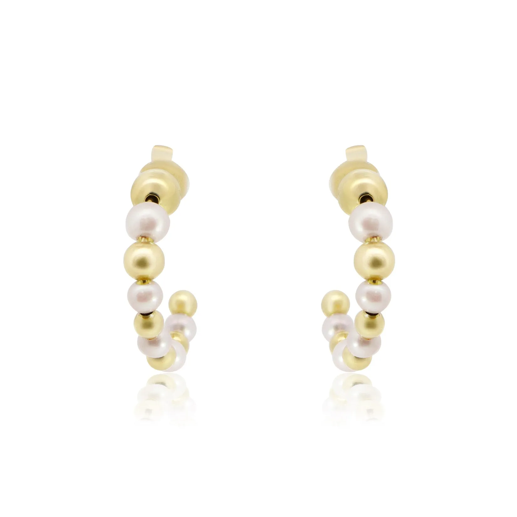 Pearl and Gold Hoop Earrings