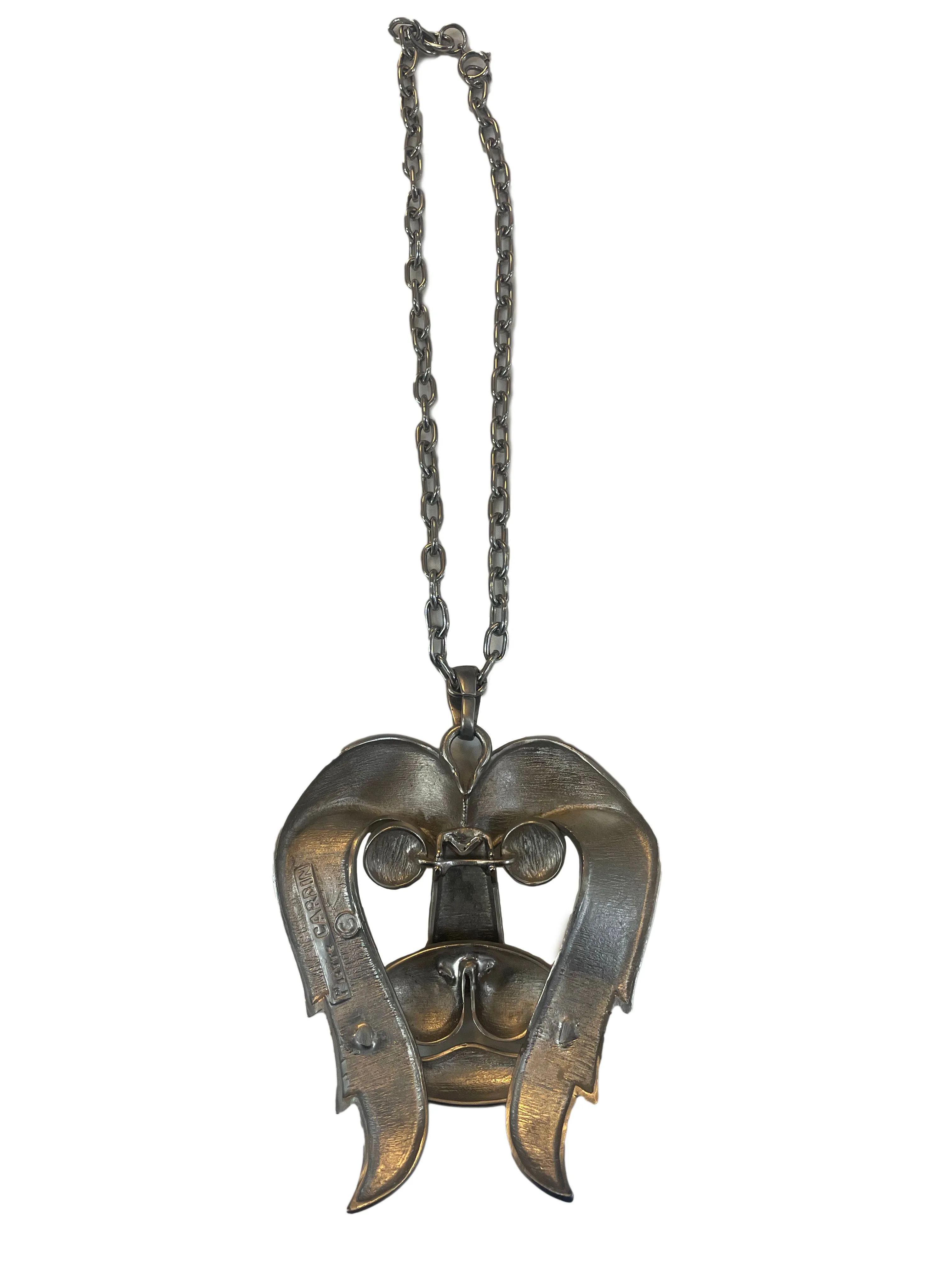 Pierre Cardin 1970's Pewter Lion Pendant Necklace