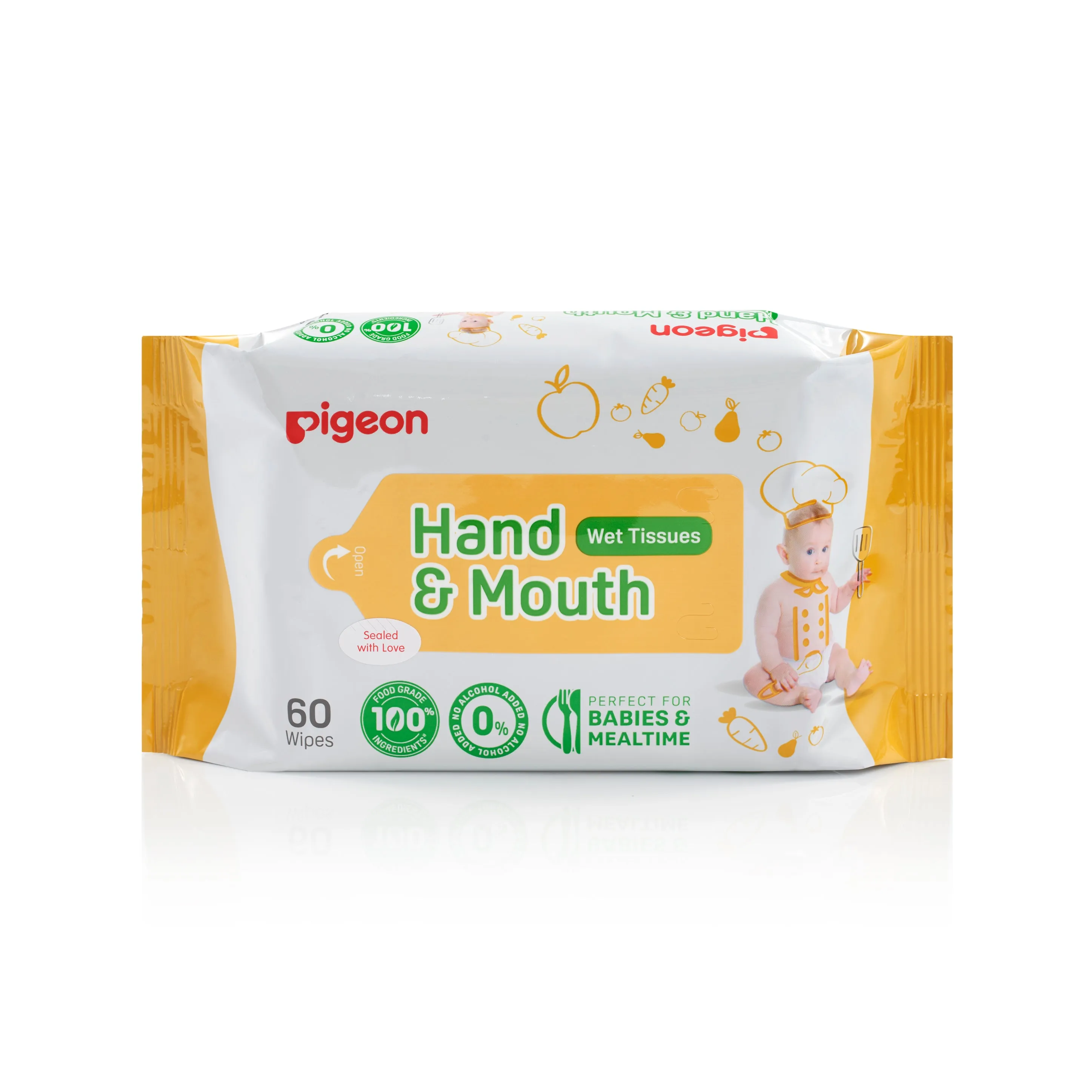 Pigeon Hand And Mouth Wet Tissues 60s - Pack of 2