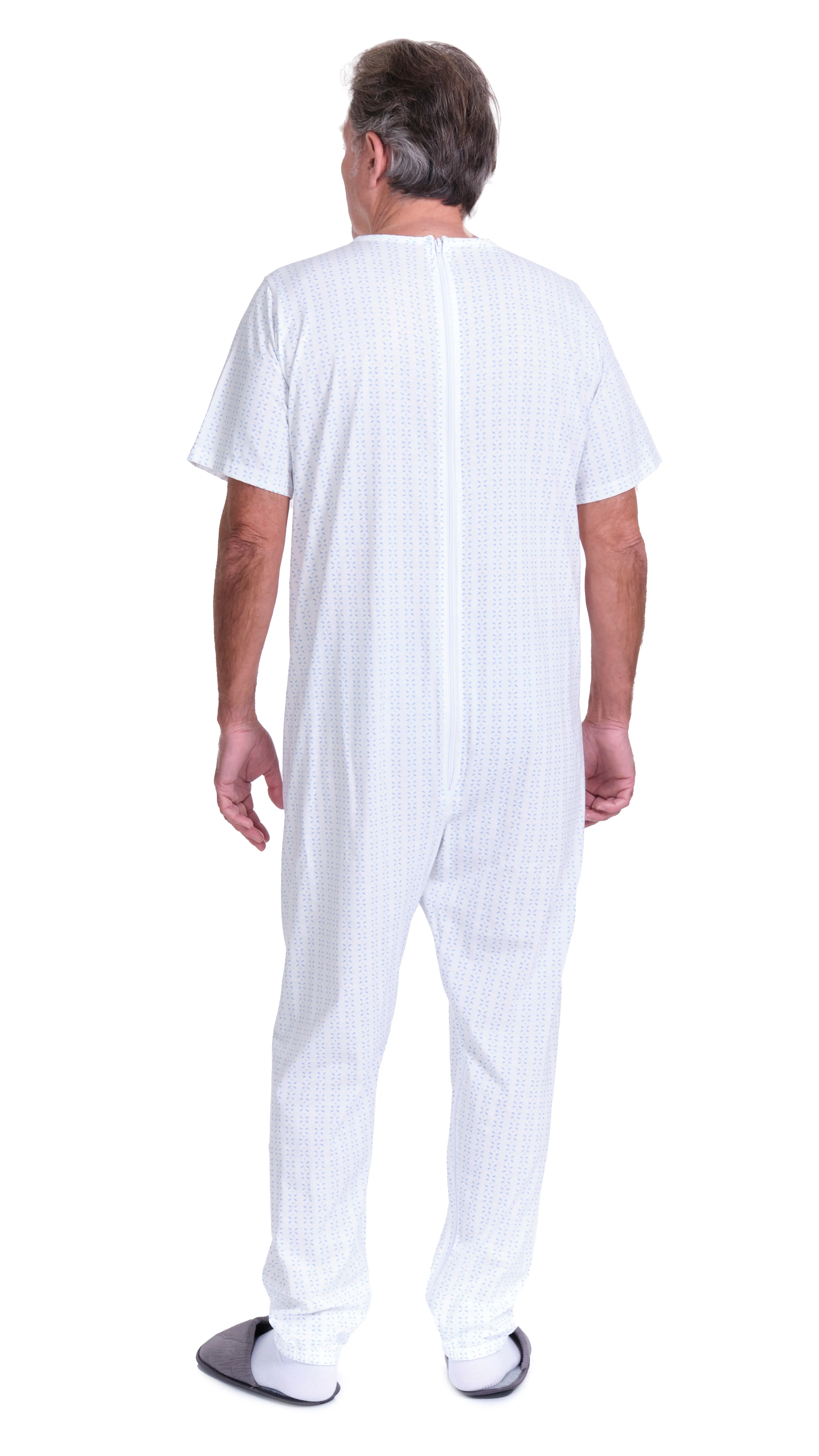 Pigiama Sanitario estivo manica corta con 2 zip/cerniere posteriore e interno gamba 100% cotone - 9012/4