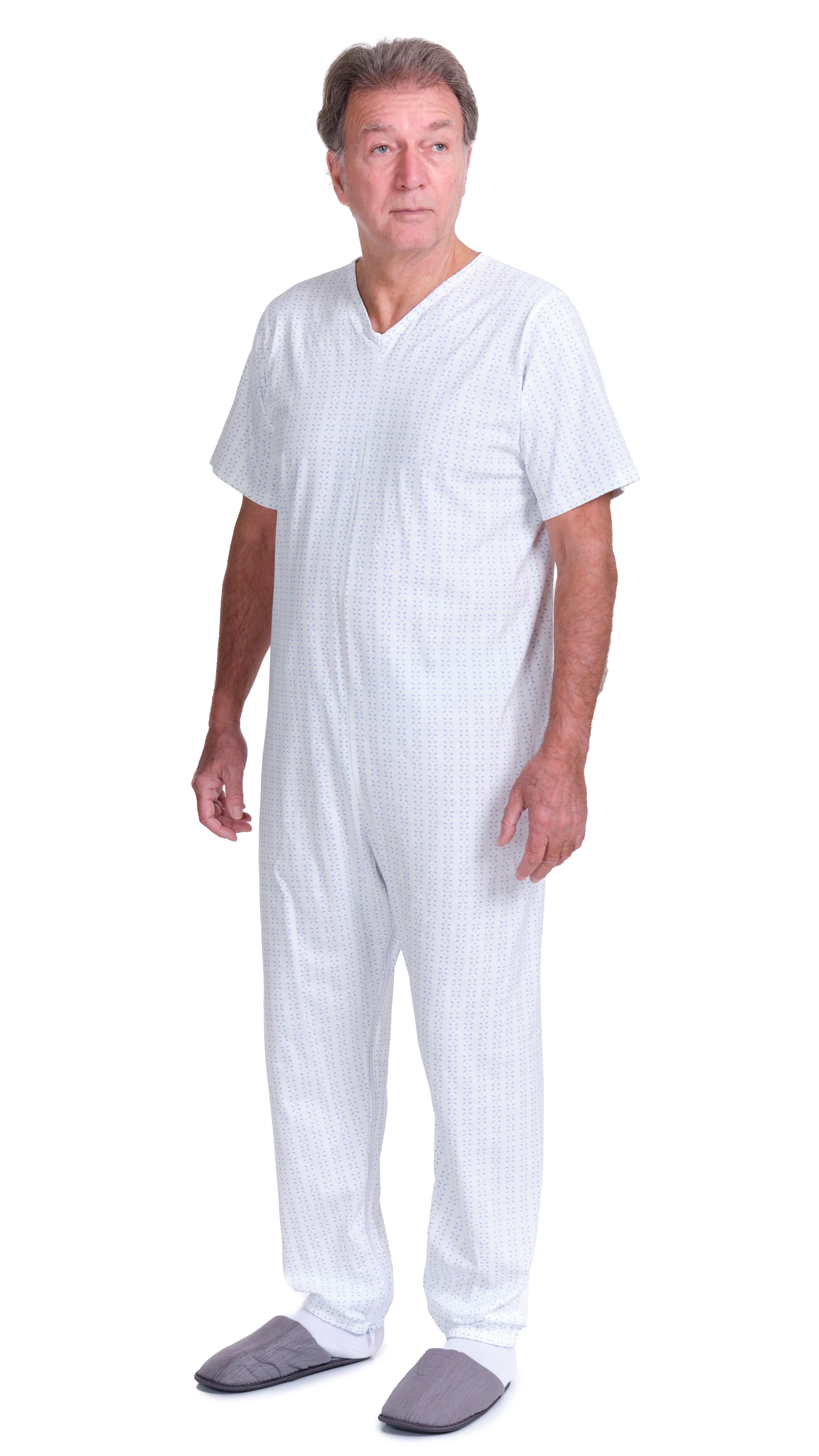 Pigiama Sanitario estivo manica corta con 2 zip/cerniere posteriore e interno gamba 100% cotone - 9012/4