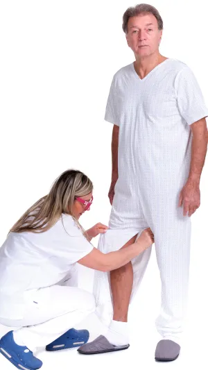 Pigiama Sanitario estivo manica corta con 2 zip/cerniere posteriore e interno gamba 100% cotone - 9012/4