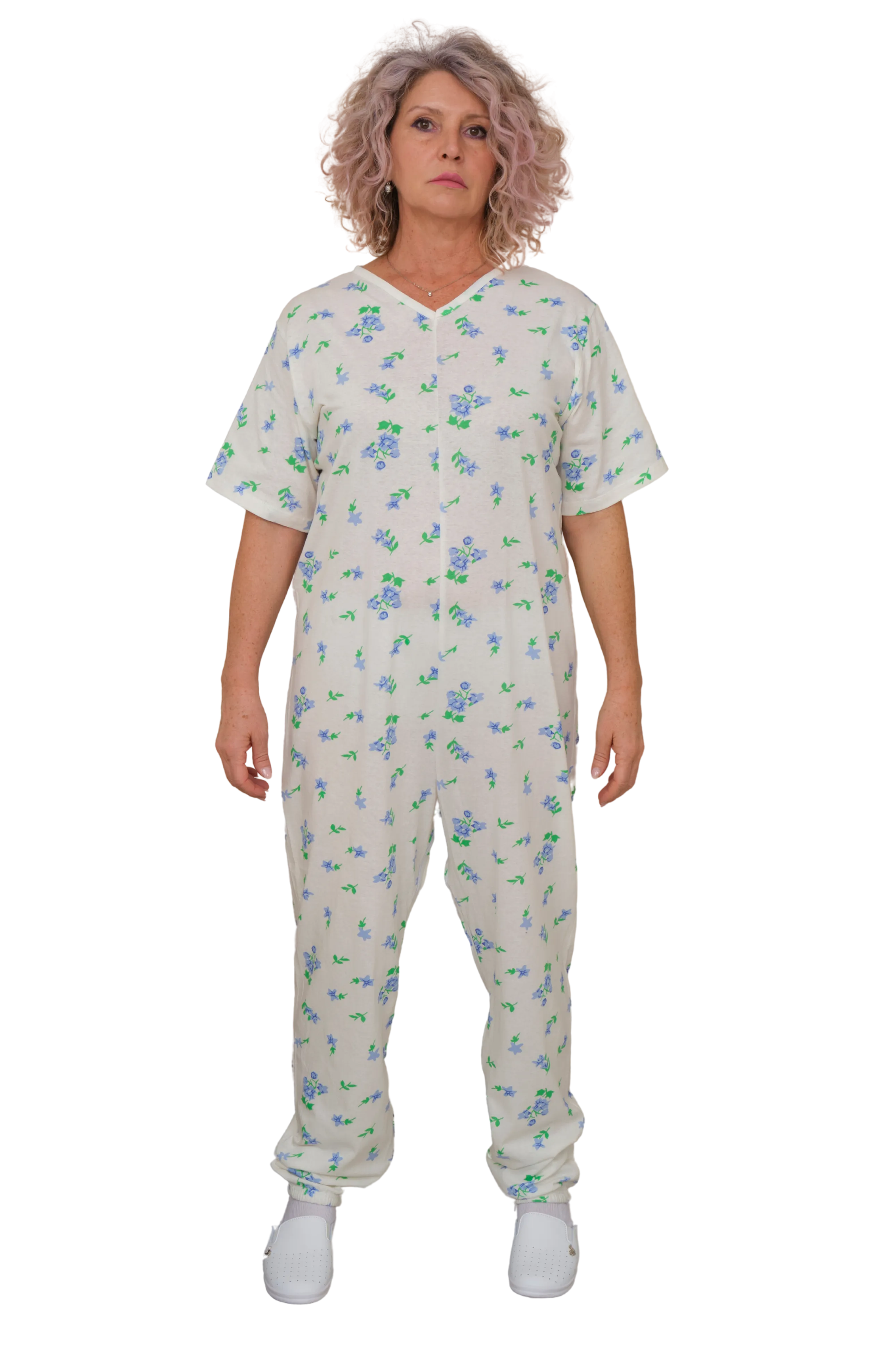 Pigiama Sanitario estivo manica corta con 2 zip/cerniere posteriore e interno gamba 100% cotone - 9012/4