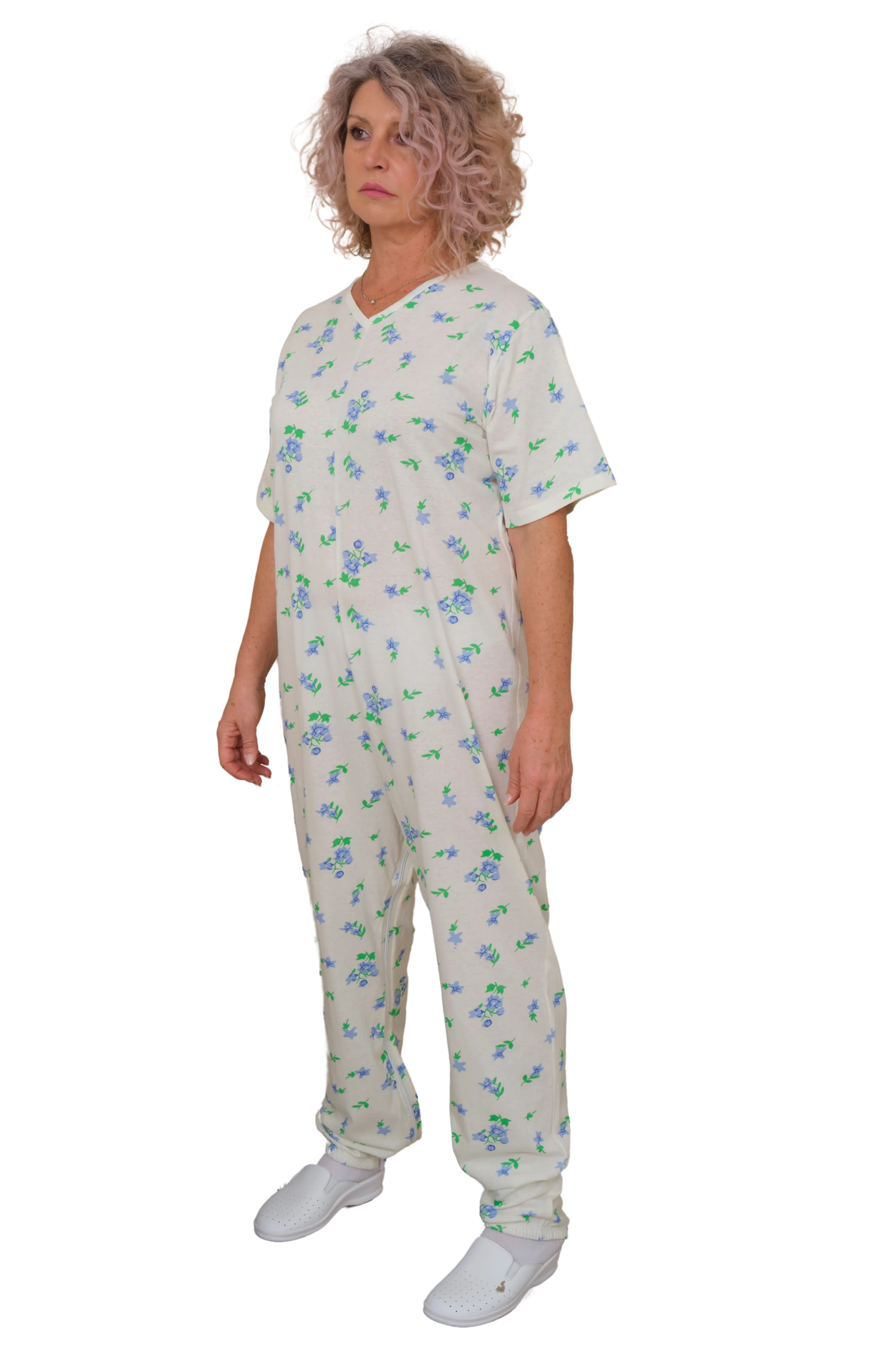 Pigiama Sanitario estivo manica corta con 2 zip/cerniere posteriore e interno gamba 100% cotone - 9012/4