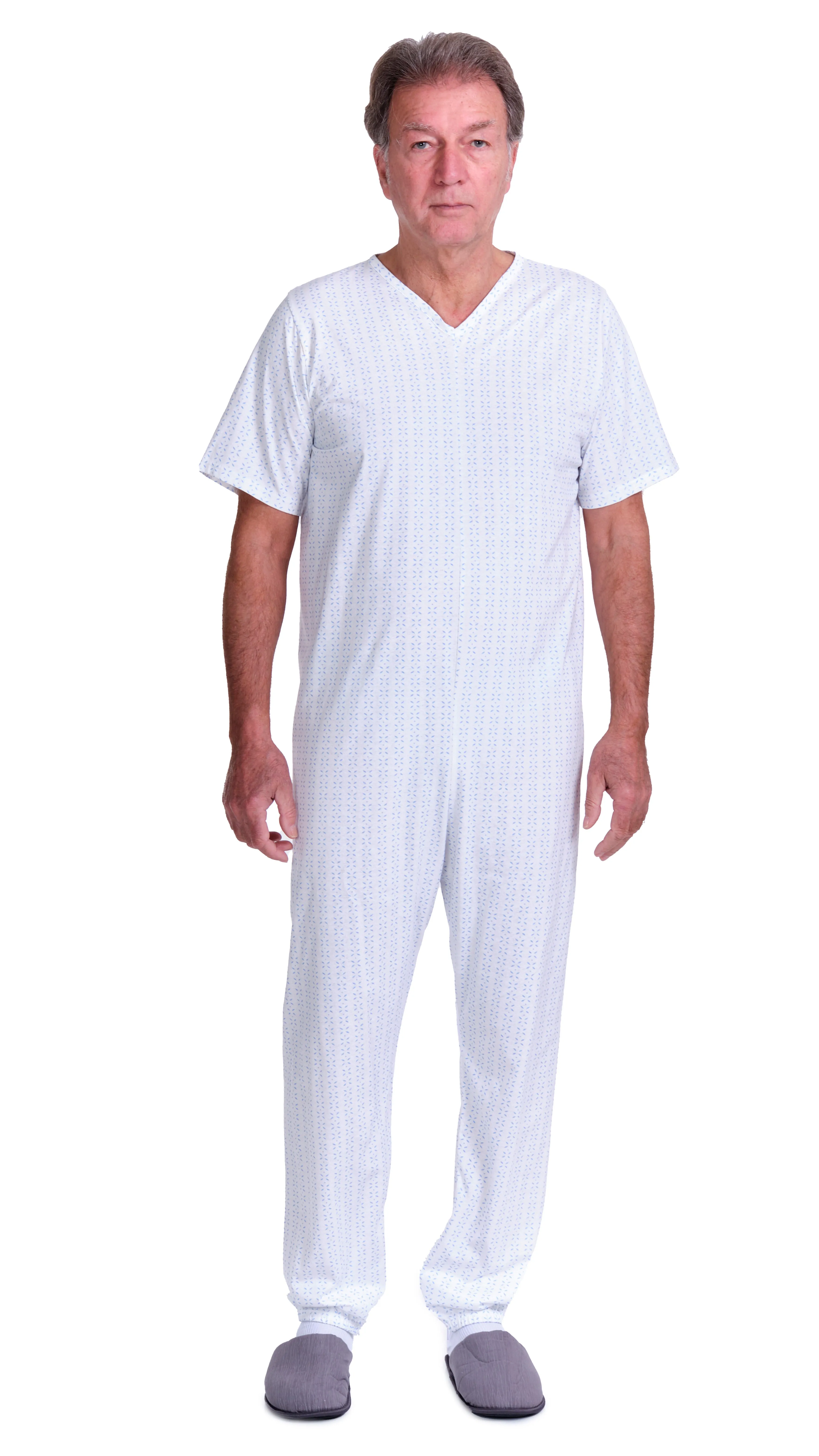 Pigiama Sanitario estivo manica corta con 2 zip/cerniere posteriore e interno gamba 100% cotone - 9012/4