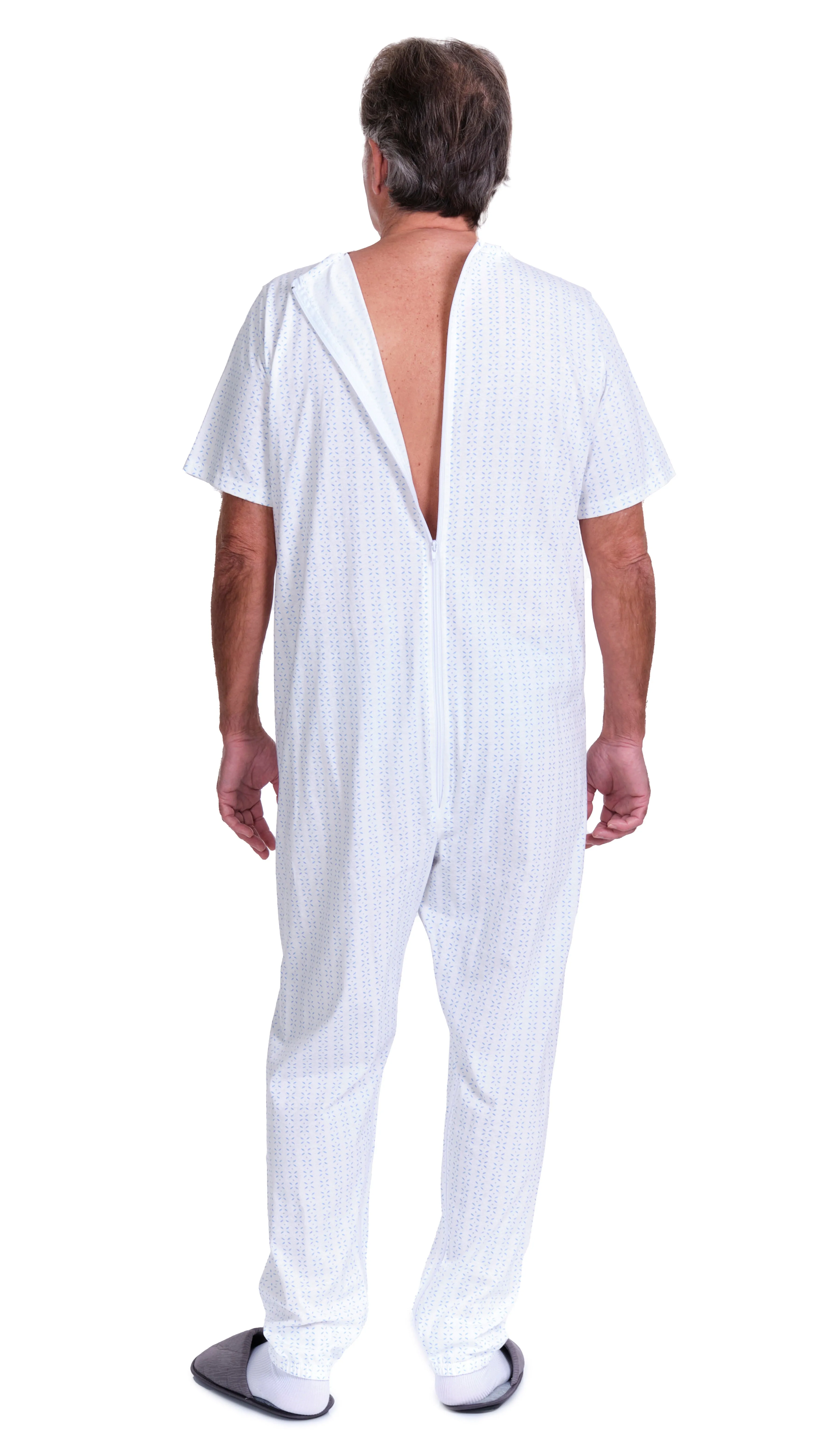Pigiama Sanitario estivo manica corta con 2 zip/cerniere posteriore e interno gamba 100% cotone - 9012/4