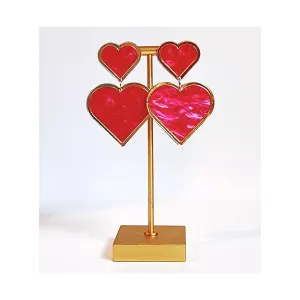 Pink Heart Statement Earrings