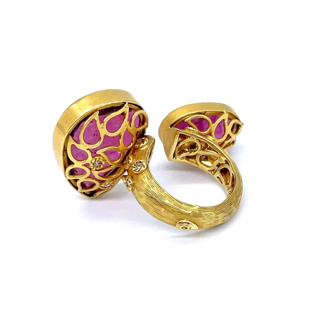 Pink Tourmaline Bypass Statement Ring