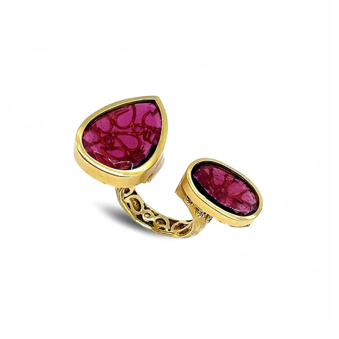 Pink Tourmaline Bypass Statement Ring