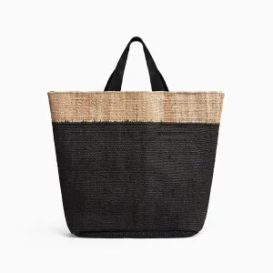 Playa Tipped Large Hemp Tote - Black/Natural