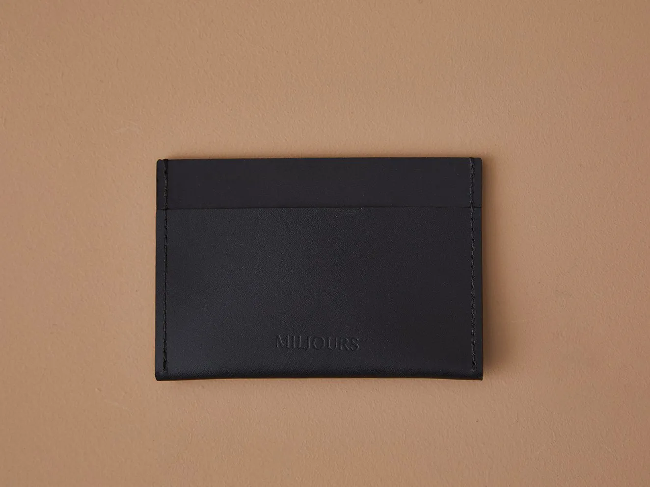 Porte-cartes simple en cuir noir