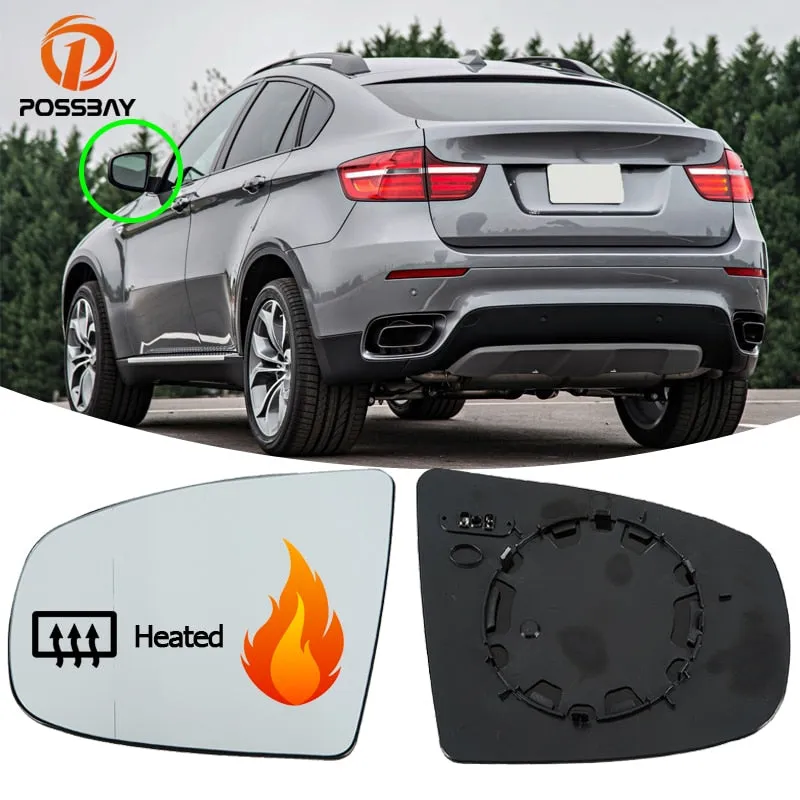 POSSBAY 1 Pair Car Rear View Mirror Glass Lenses Electric Heated for BMW X5 E70 2007-2013 X6 E71 E72 2008-2014 Exterior Details