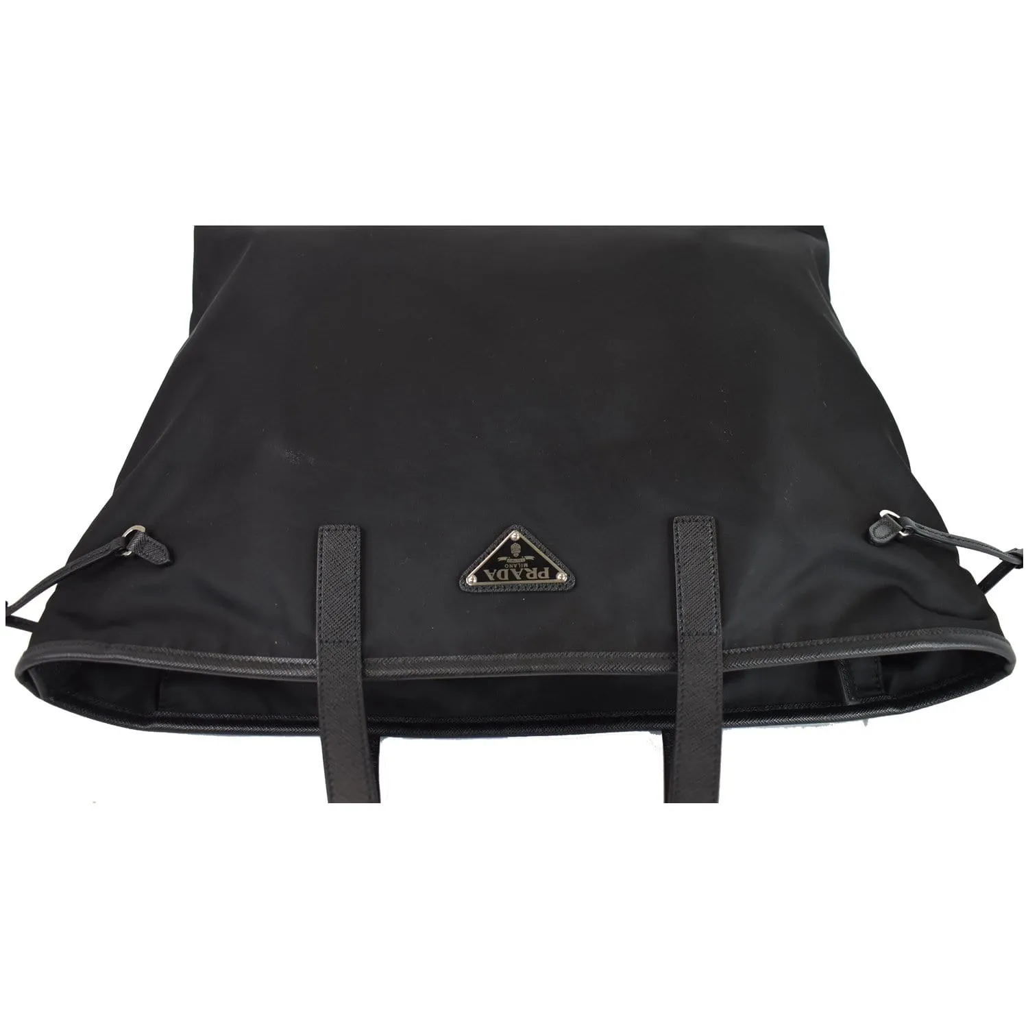 PRADA Vela Side-Cinch Nylon Tote Shoulder Bag Black