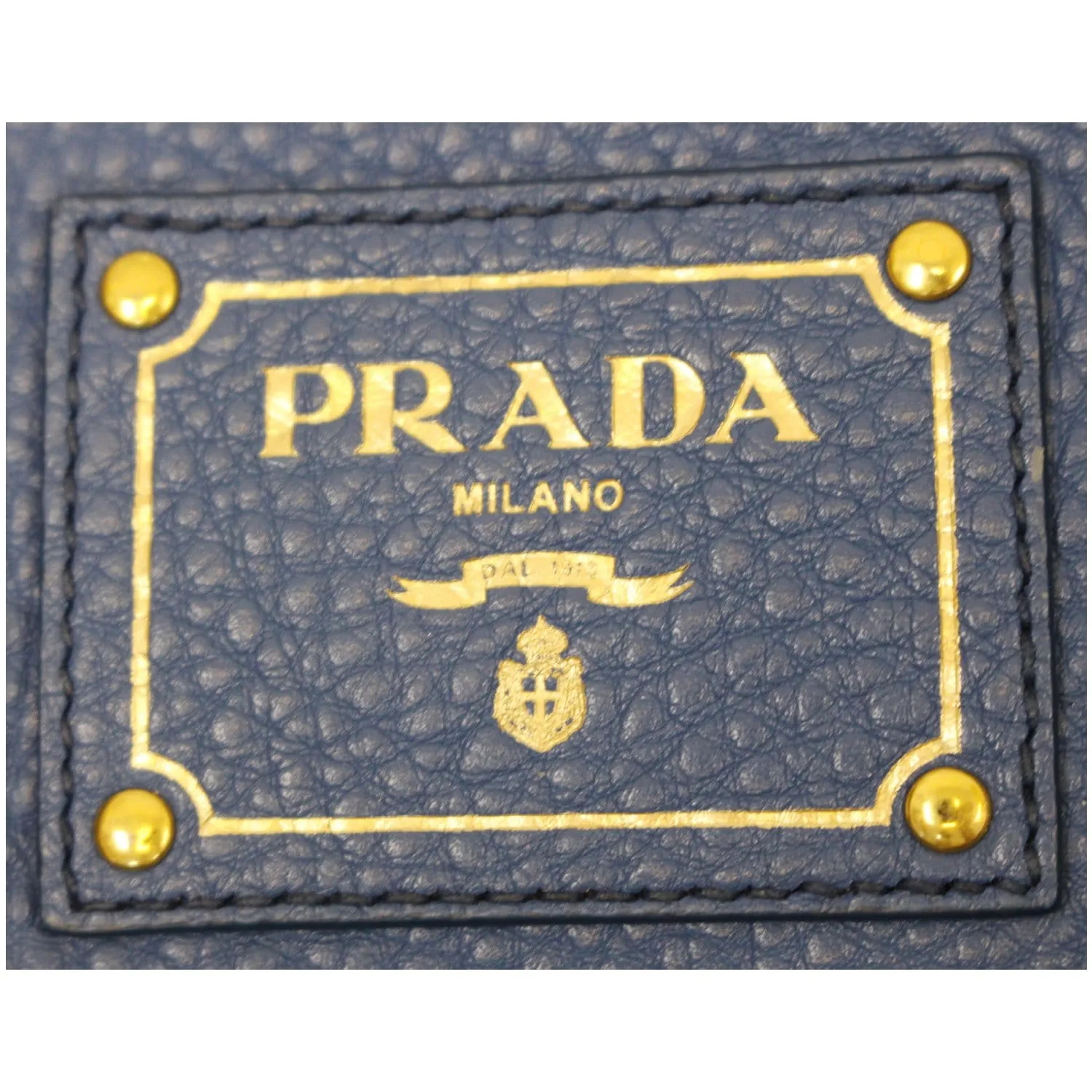 PRADA Vitello Phenix Leather Tote Bag Blue