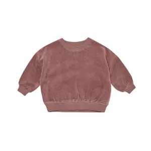 Quincy Mae Velour Relaxed Sweatshirt - Fig