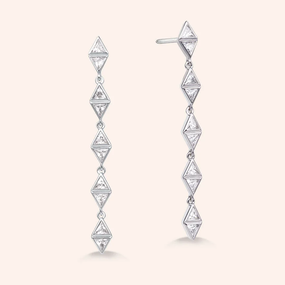 "Ella" 1.4CTW Triangle Cut linear Drop Earrings