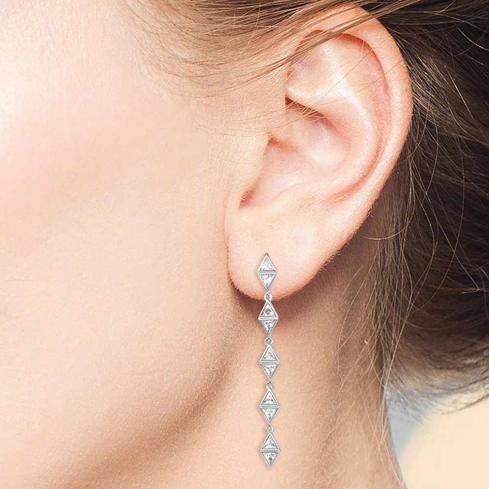 "Ella" 1.4CTW Triangle Cut linear Drop Earrings