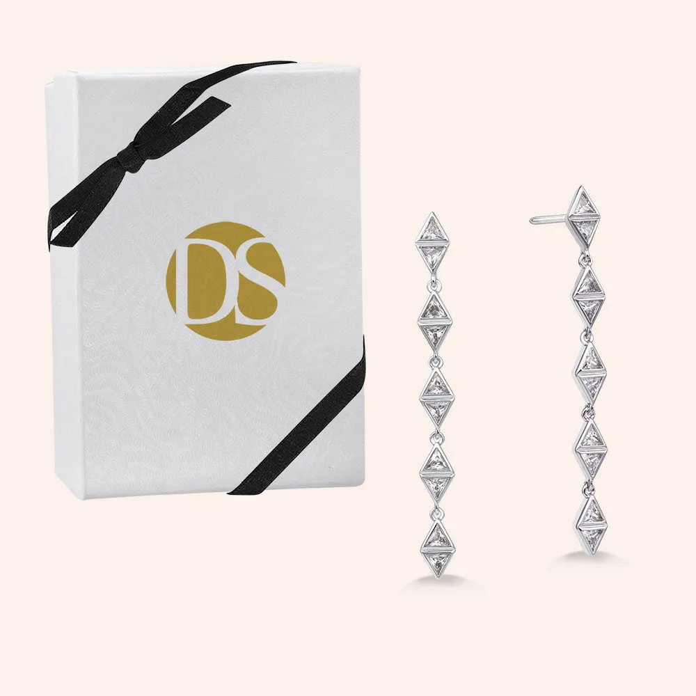"Ella" 1.4CTW Triangle Cut linear Drop Earrings