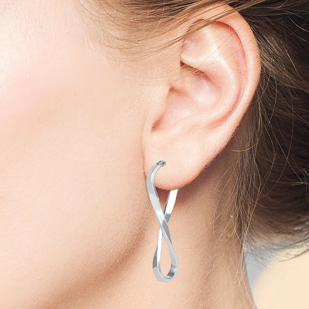 "Forever & Always" High Polished Twisted Hoop Earrings