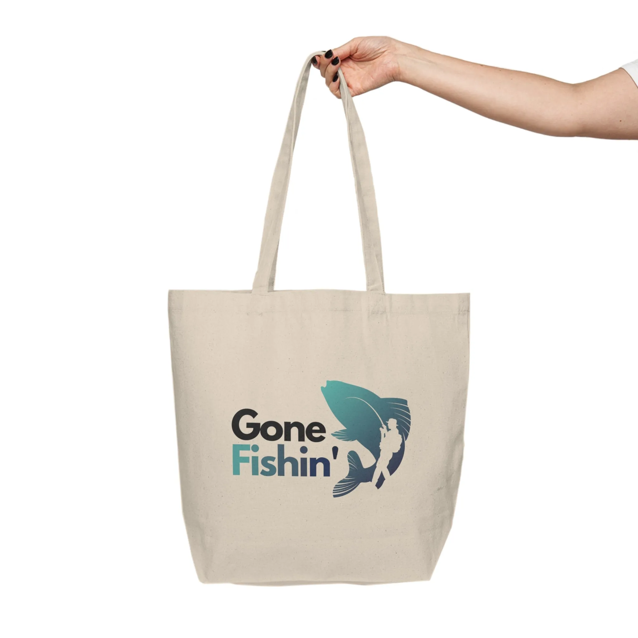 "Gone Fishin'" Canvas Tote
