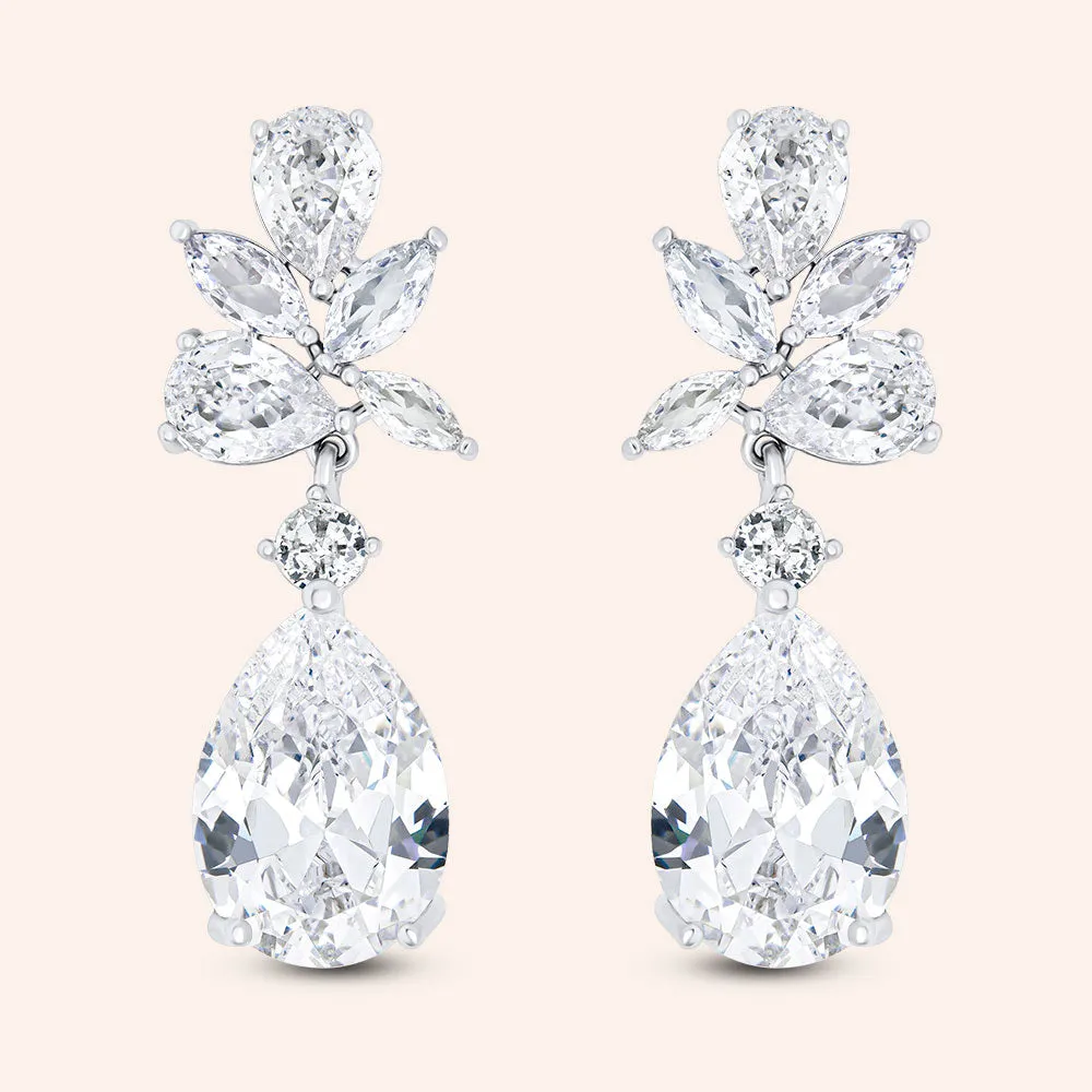 "Ishana" 23CTW Pear Cut Dangle Earrings