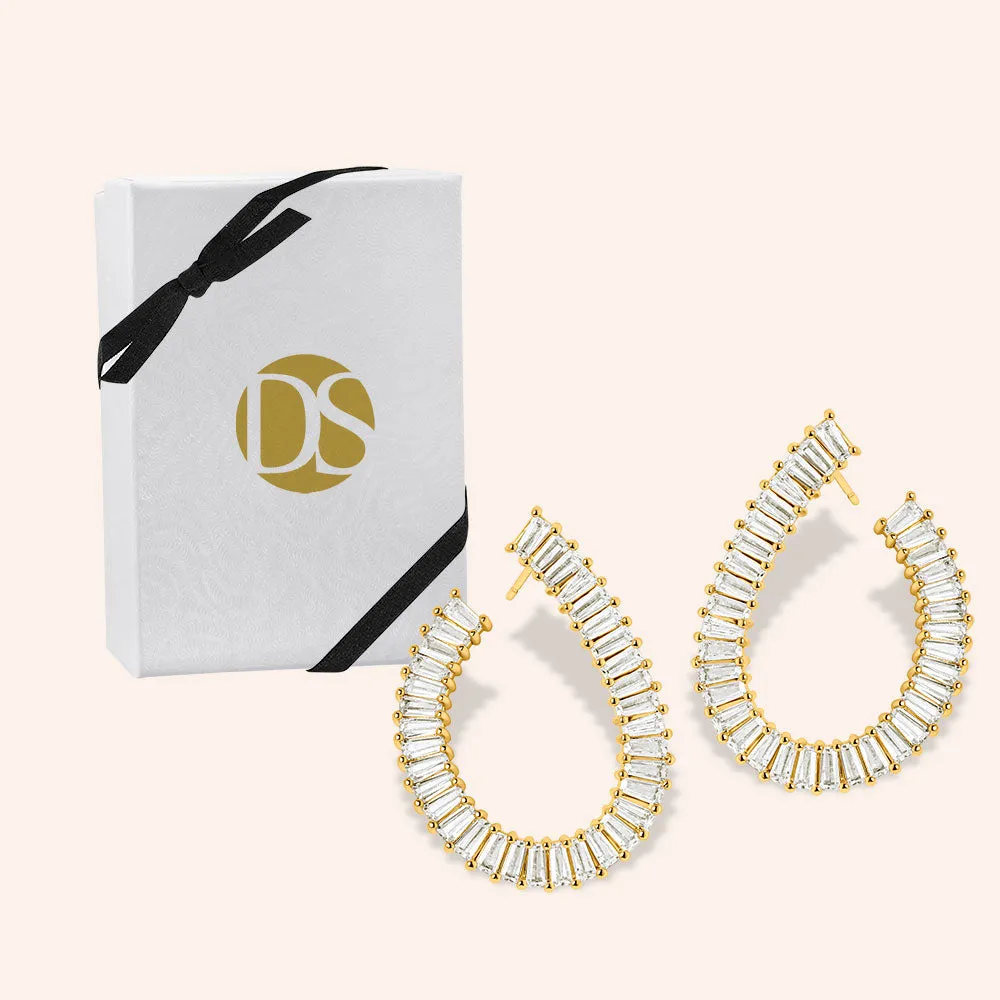 "Mirabelle" 28CTW Baguette 1.4" Front Back Earrings