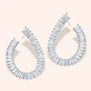 "Mirabelle" 28CTW Baguette 1.4" Front Back Earrings