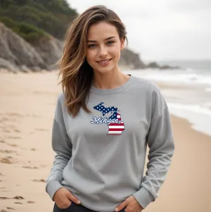 "Patriotic Michigan" Relaxed Fit Classic Crew Unisex Sweatshirt