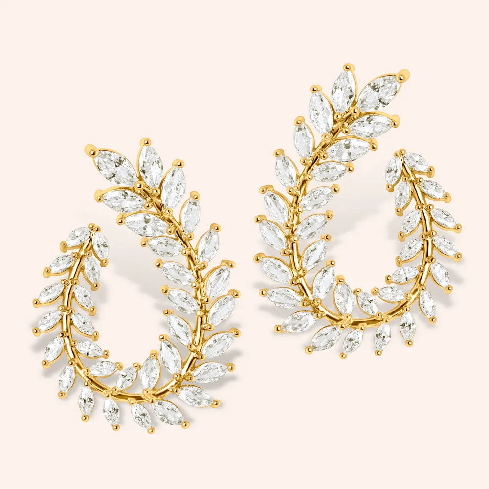 "Royal Queen" 16CTW Marquise Cut Leaf 1.5" Front Back Earrings