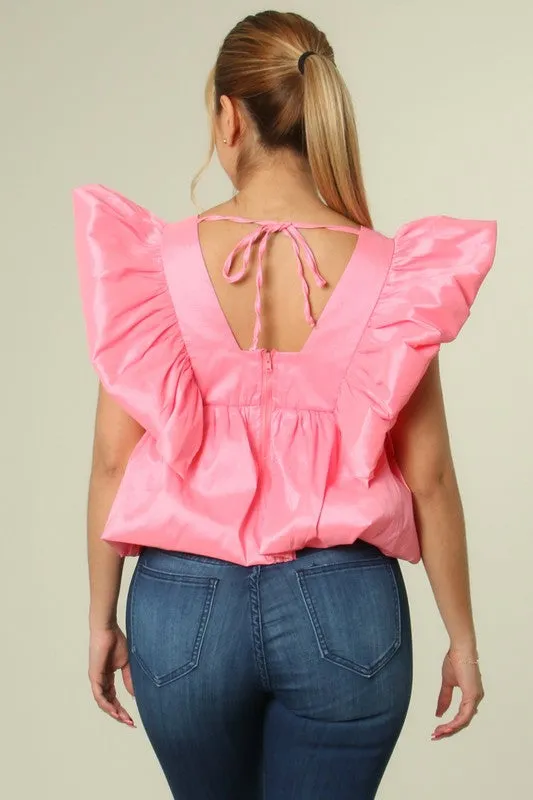 "Tea Time" Ruffle Sleeve - Pink