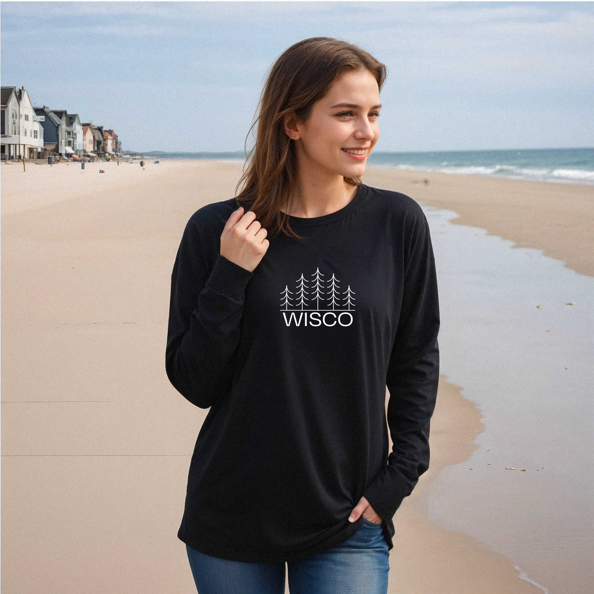 "Wisco" Relaxed Fit Long Sleeve Unisex T-Shirt