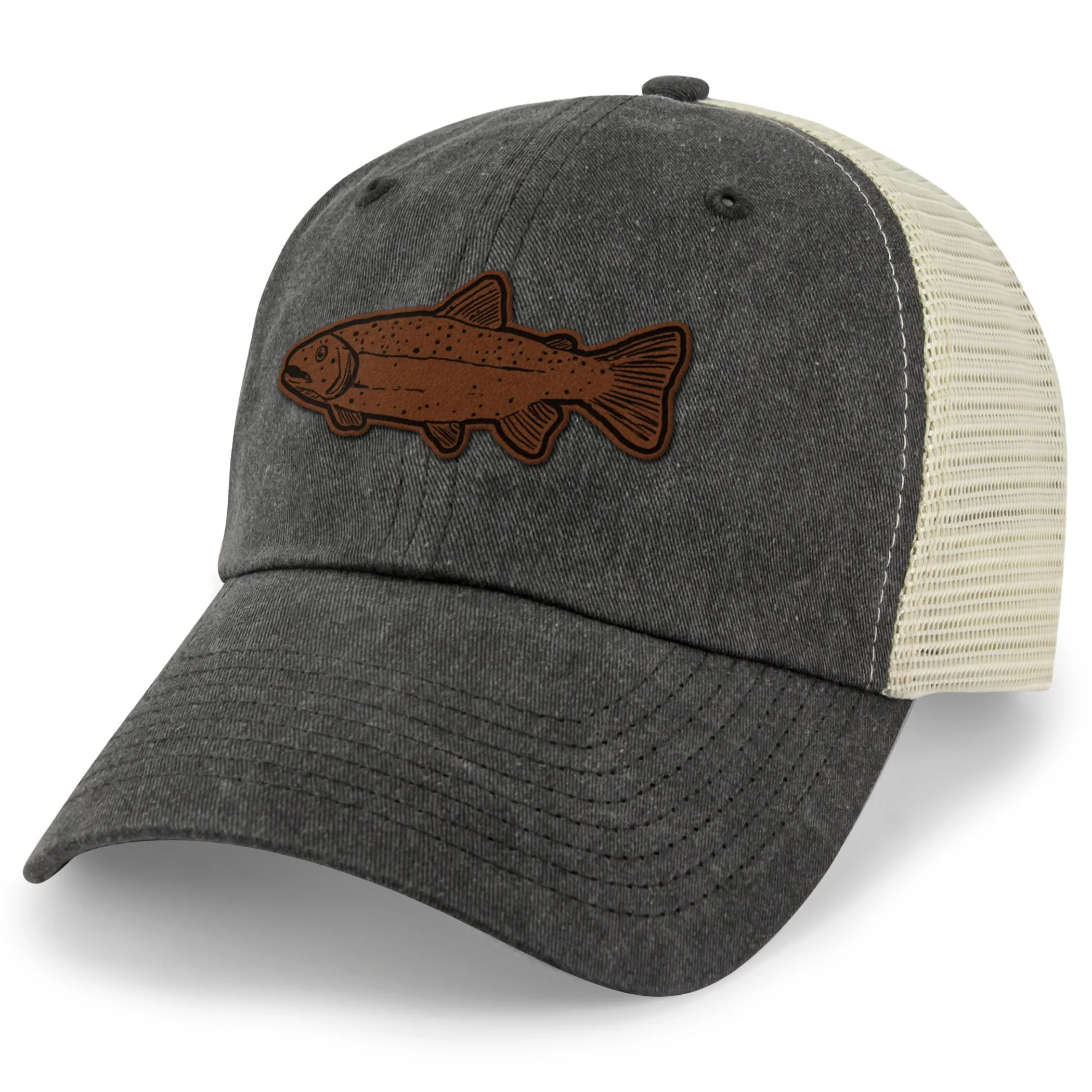 Rainbow Trout Leather Patch Relaxed Trucker
