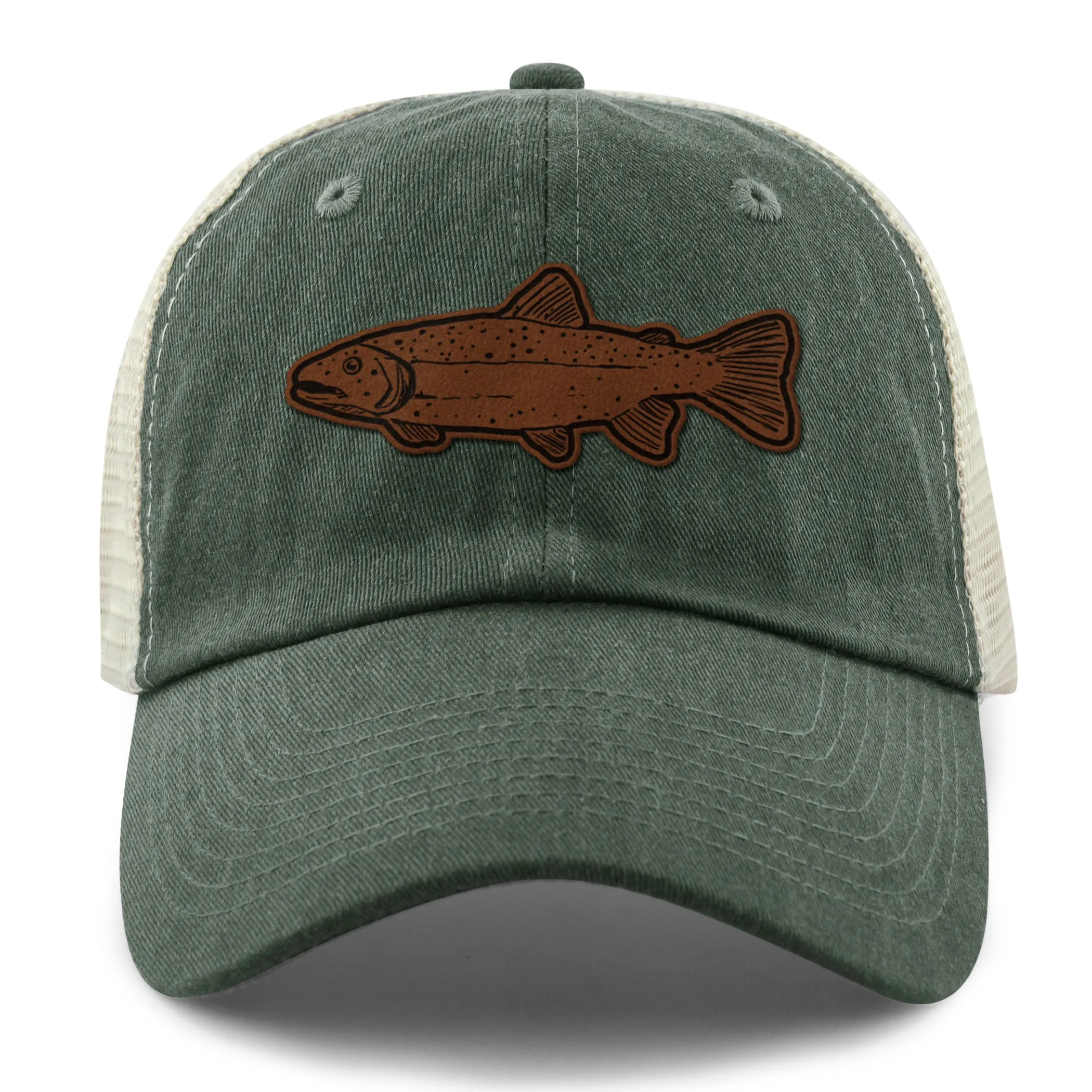 Rainbow Trout Leather Patch Relaxed Trucker