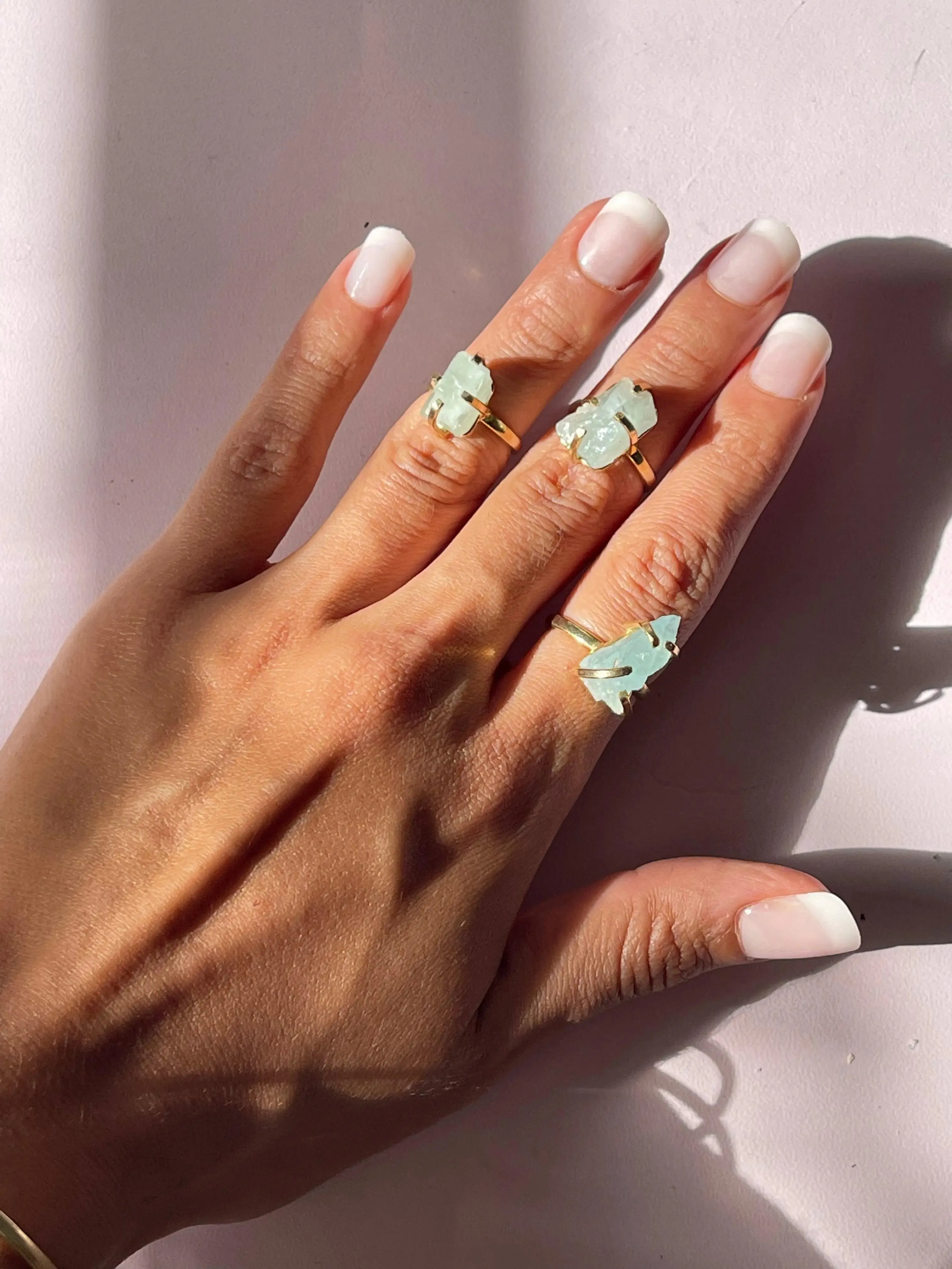 Raw Aquamarine Simple Band Rings