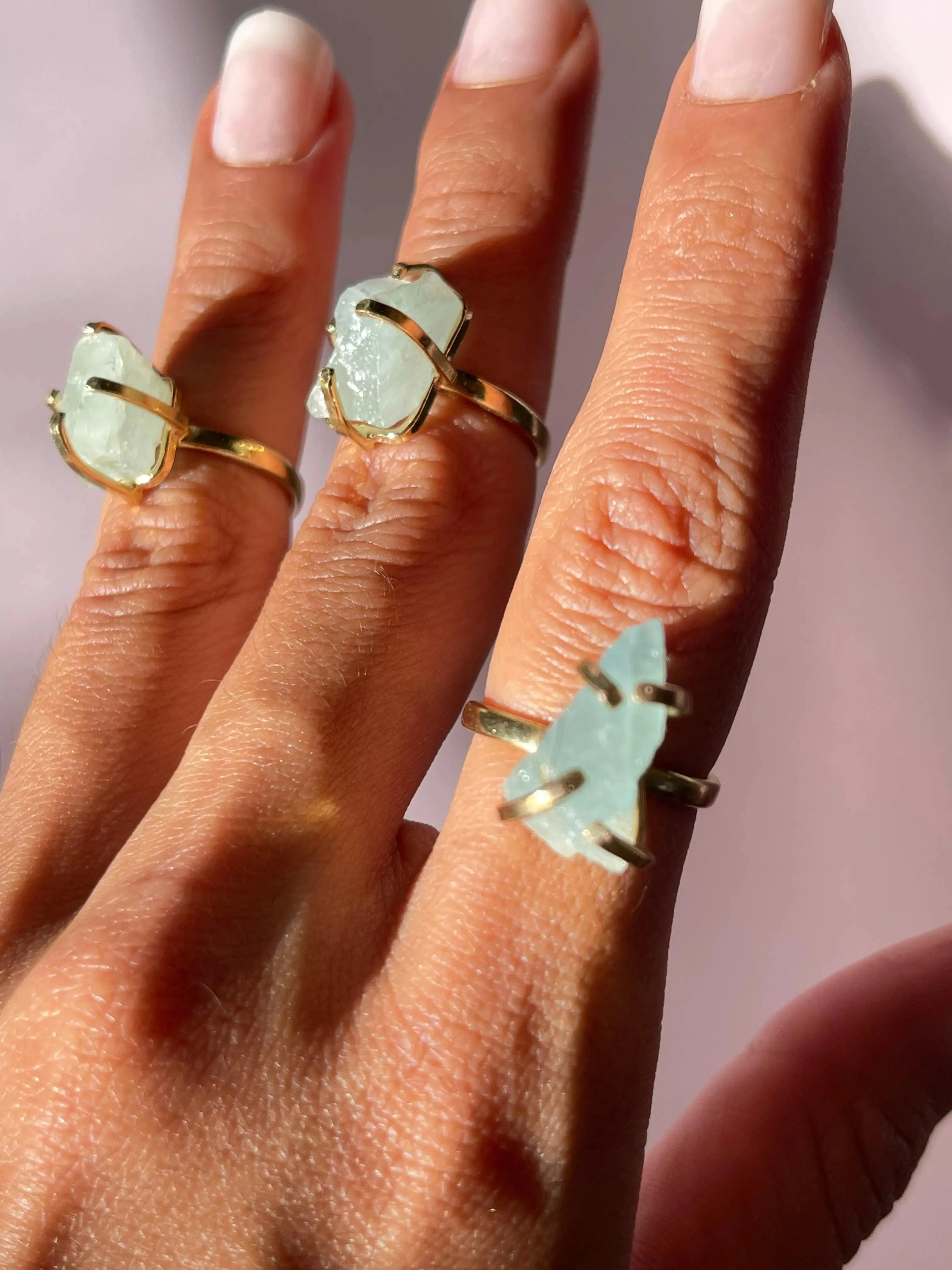 Raw Aquamarine Simple Band Rings
