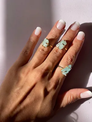 Raw Aquamarine Simple Band Rings