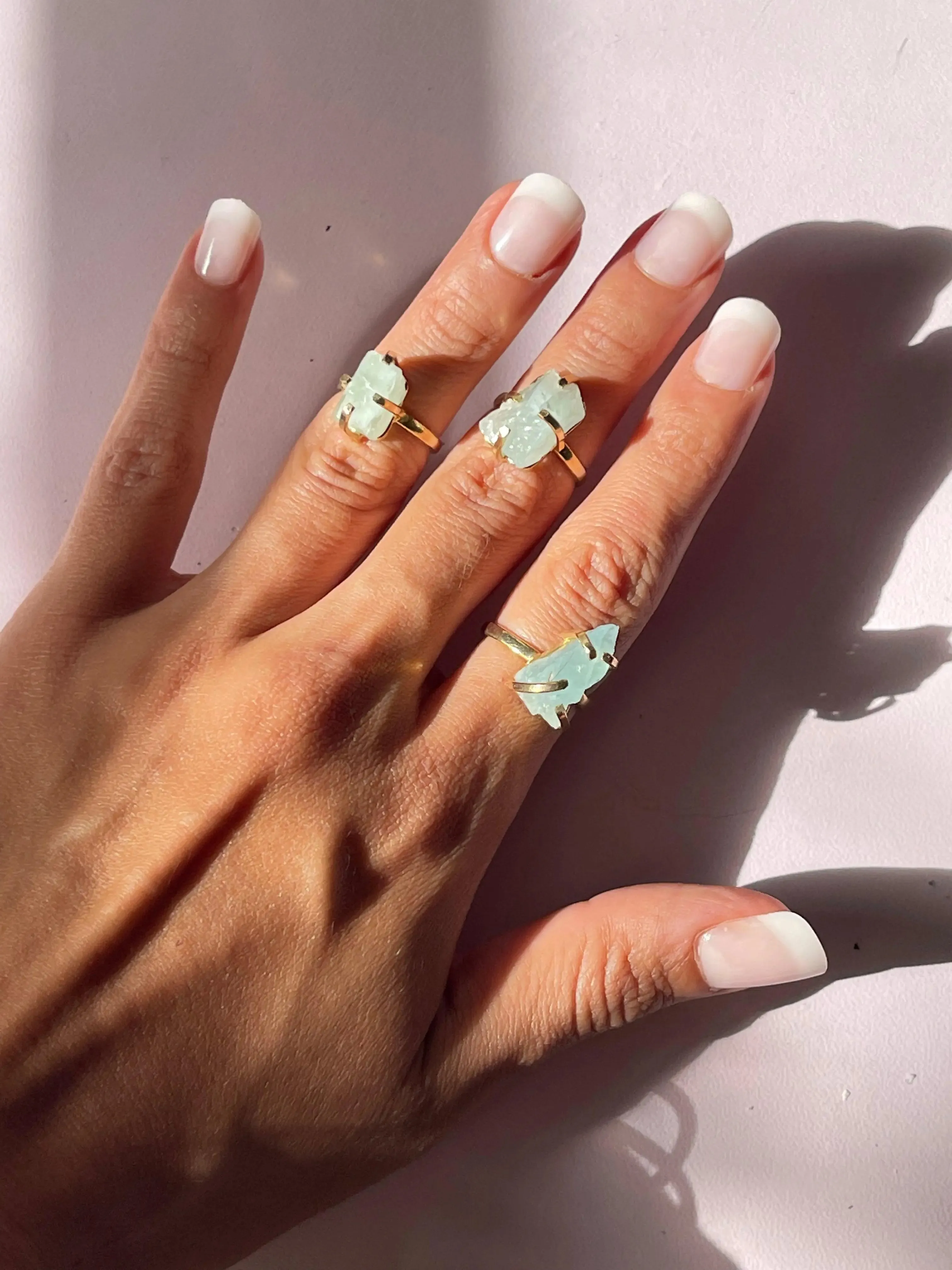 Raw Aquamarine Simple Band Rings