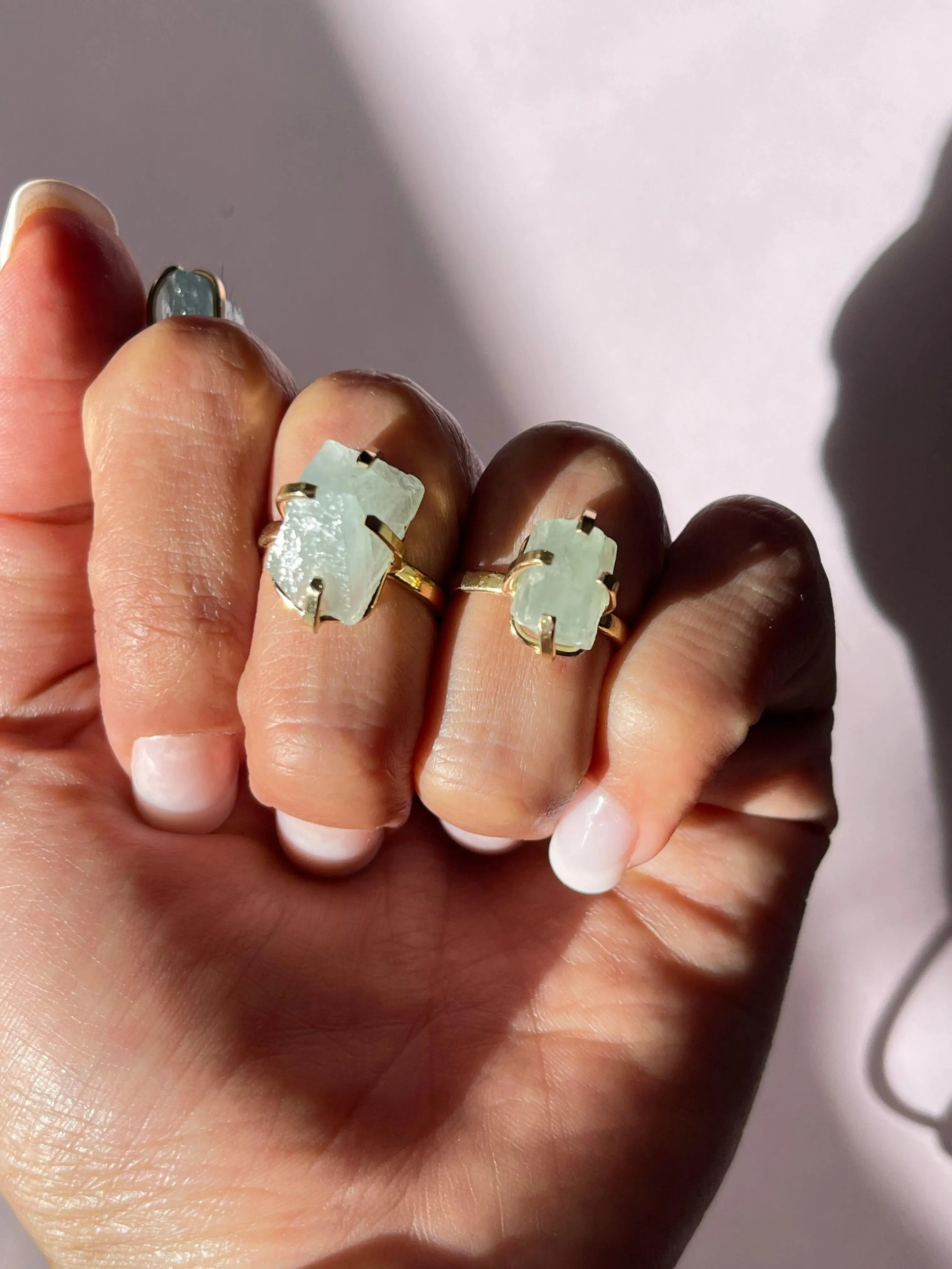 Raw Aquamarine Simple Band Rings