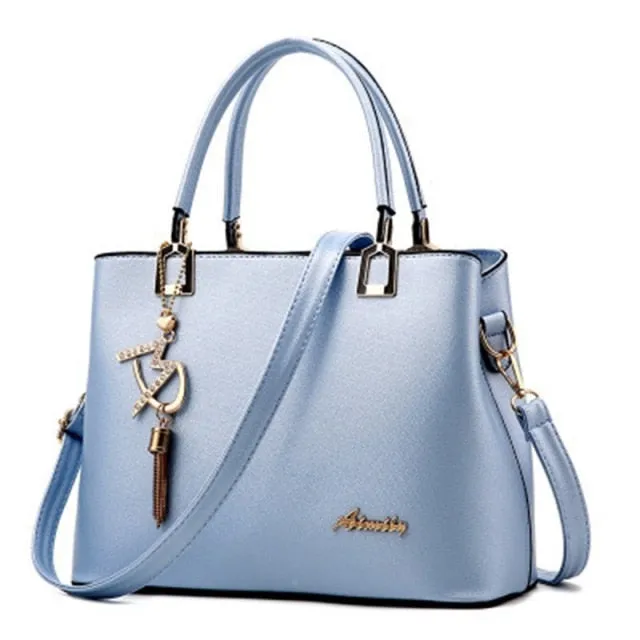 Realaiot Women Handbags Leather Totes Bag Top-handle Embroidery Crossbody Bag Shoulder Bag Lady Simple Style Hand Bags