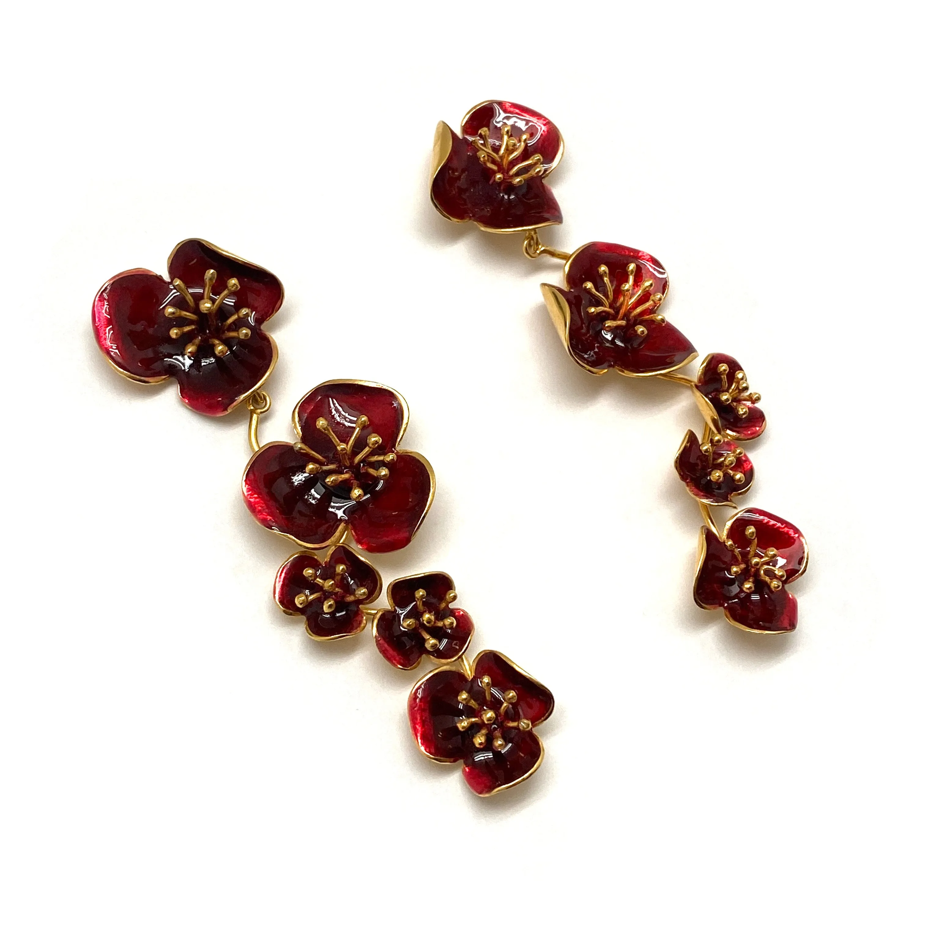 Red Five Flower Earrings