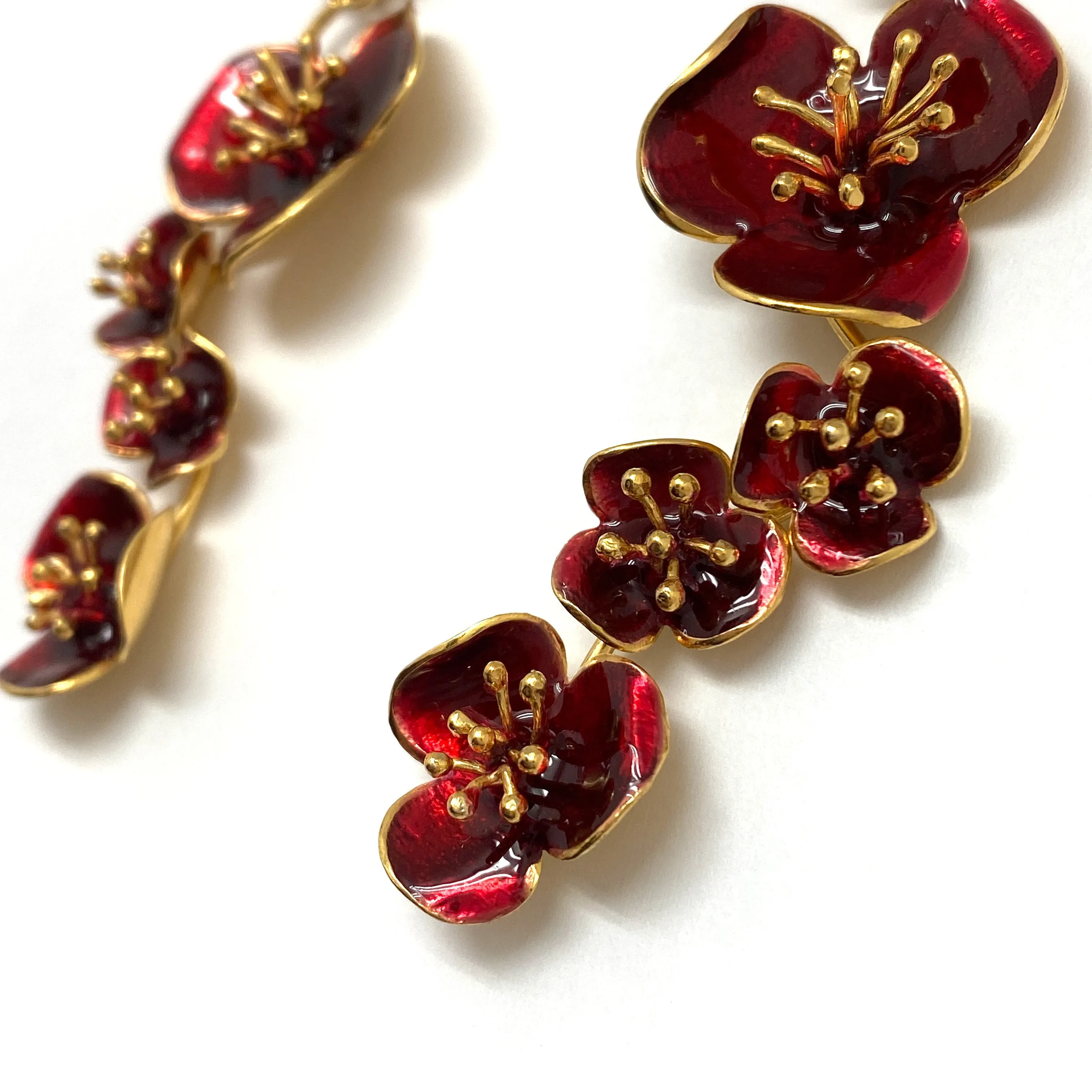 Red Five Flower Earrings