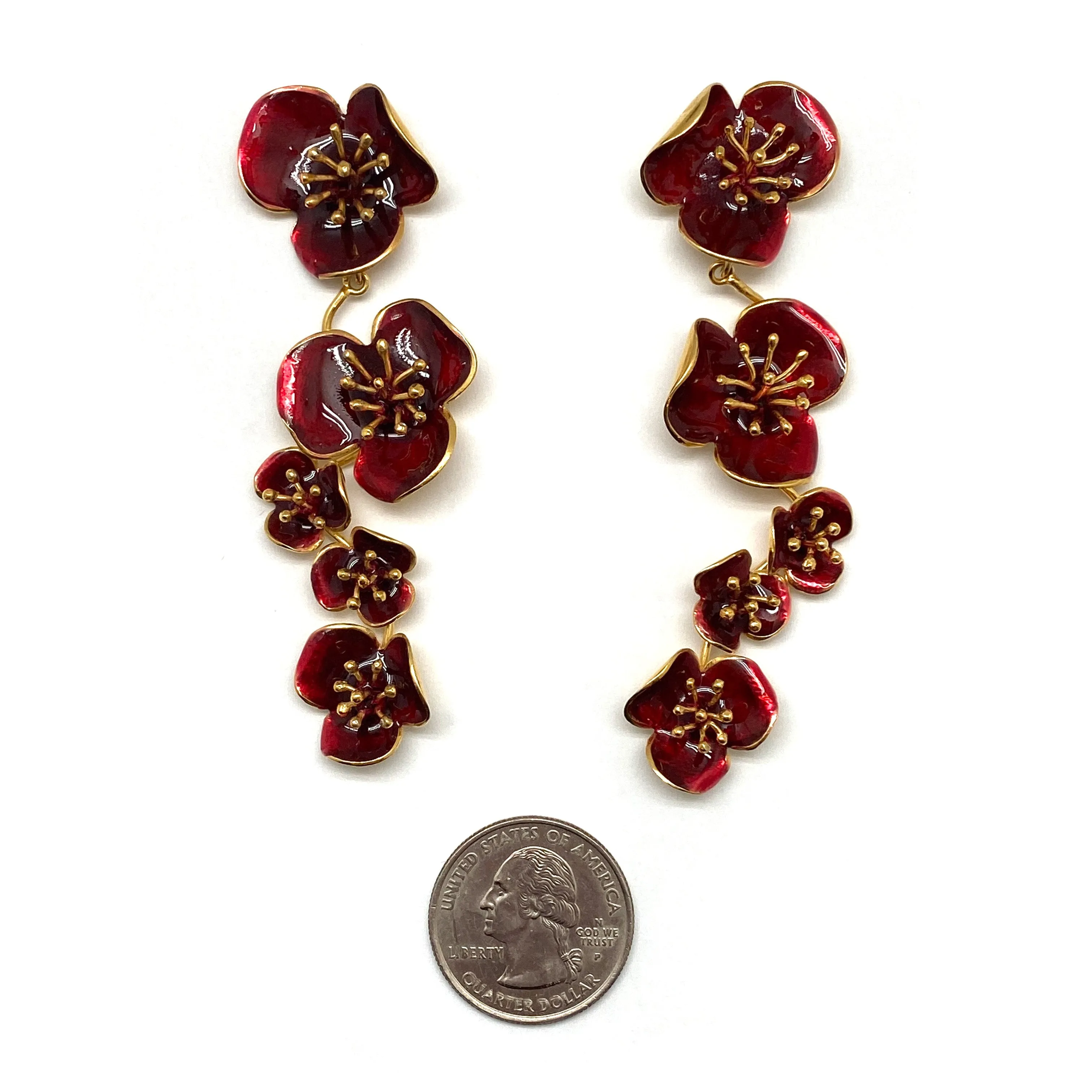 Red Five Flower Earrings